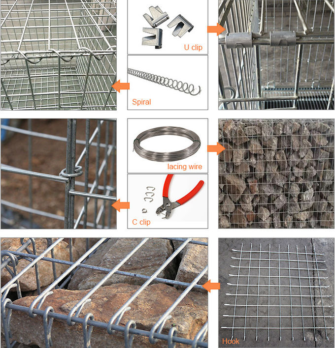50x50mm Gabion soudé galvanisé plongé chaud Mesh Baskets Decorative 3.8mm 0