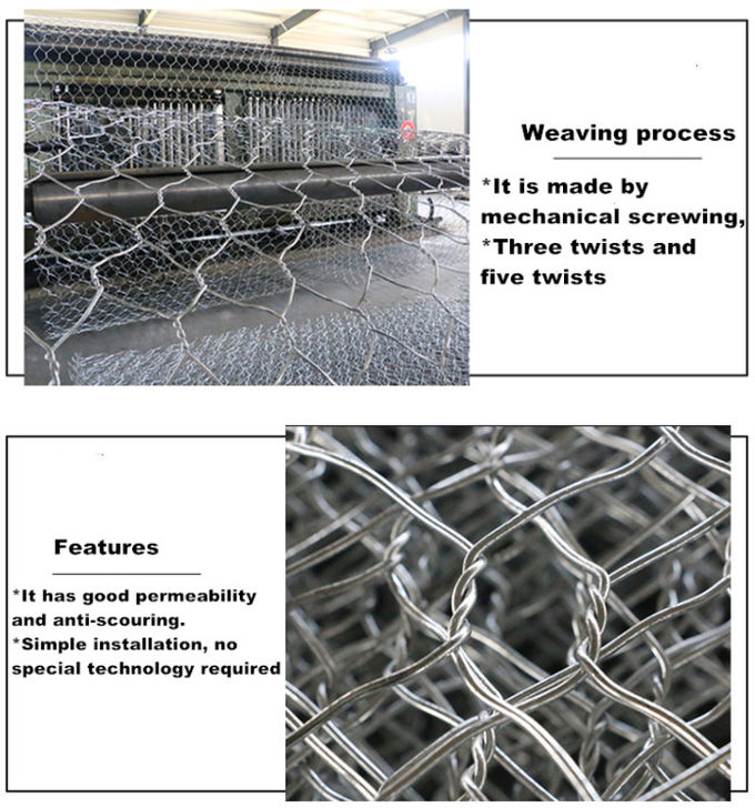 La pierre lourde de Gabion Mesh Baskets 2.8mm d'hexagone de zinc a rempli fil Mesh Wall 0