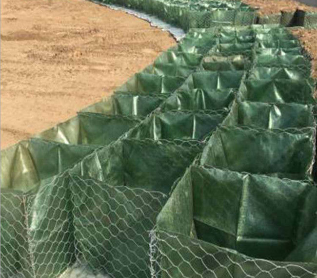Cage hexagonale de panier d'OIN 80x100mm Gabion de GV avec le sac vert de Geotexile 1