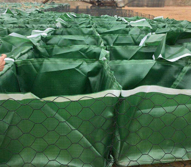 Cage hexagonale de panier d'OIN 80x100mm Gabion de GV avec le sac vert de Geotexile 0