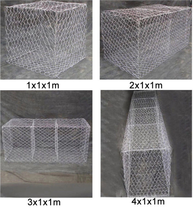 PE 4x1x1m hexagonal de boîte de 60mm×80mm Gabion enduit pour la protection de Shoreline 0