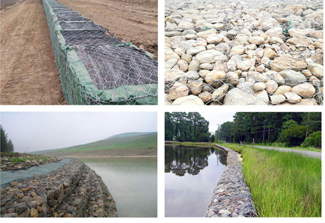 La boîte galvanisée plongée chaude hexagonale 270g/M2 de Gabion de revêtement zinguent enduit 4