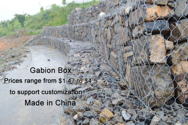 PE 4x1x1m hexagonal de boîte de 60mm×80mm Gabion enduit pour la protection de Shoreline 2