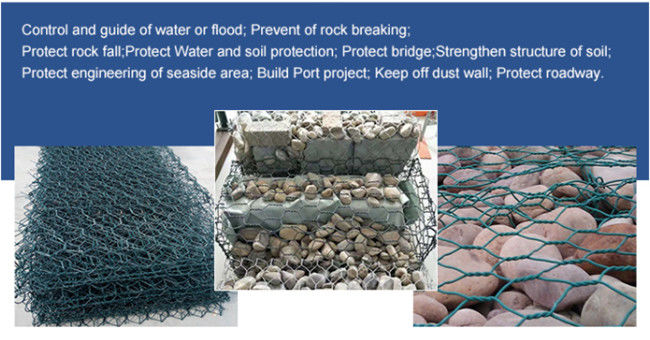 La boîte galvanisée plongée chaude hexagonale 270g/M2 de Gabion de revêtement zinguent enduit 0