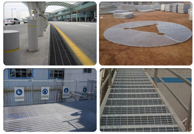 le passage couvert extérieur de forge du plancher 40x5x3 a galvanisé les grilles industrielles discordantes en acier 2