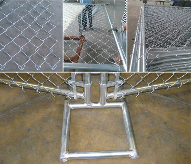 Barrière galvanisée Panels Chain Link de construction en métal 75x75mm 6x12ft 1
