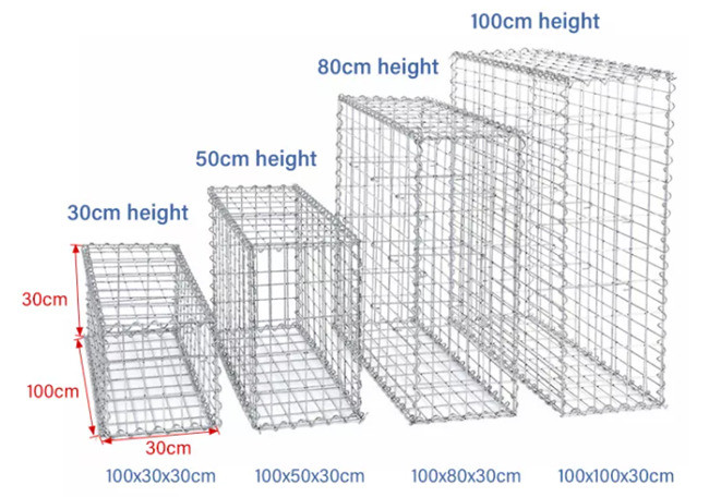 100 x 80 x boîte de Gabion galvanisée par 30cm ont soudé la barrière en pierre renforcée 1